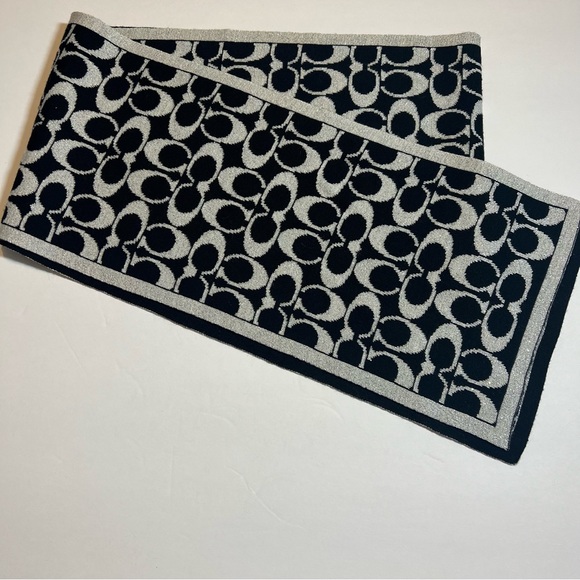 Coach Accessories - Coach Signature Black and Silver Shimmery Scarf